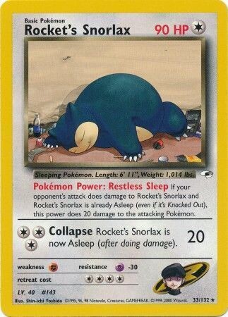 Rocket&#39;s Snorlax - 33/132 - Rare Unlimited
Gym Heroes Unlimited Singles