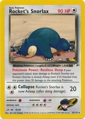 Rocket&#39;s Snorlax - 33/132 - Rare Unlimited
Gym Heroes Unlimited Singles