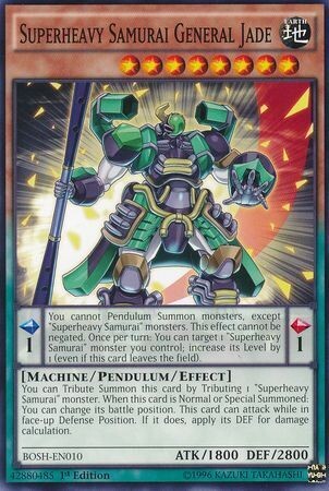 Superheavy Samurai General Jade - BOSH-EN010 - Common 1st Edition
Breakers of Shadow 1st Edition Singles (español)
