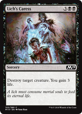 Lich&#39;s Caress 105/280 Magic 2019 (M19) Singles (Español)