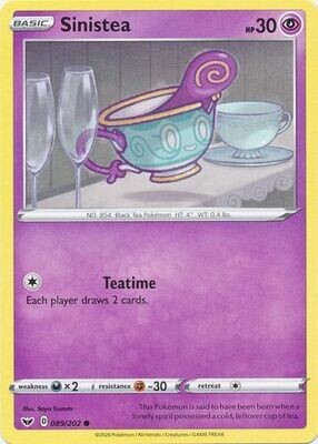 Sinistea - 089/202 - Common
Sword &amp; Shield (Base Set) Singles