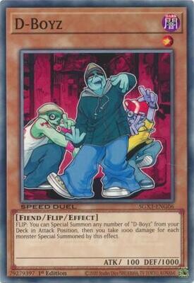 D-Boyz - SGX3-ENG06 - Common 1st Edition
Speed Duel GX: Duelists of Shadows Singles