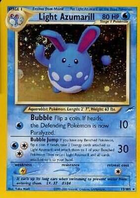 Light Azumarill - 13/105 - Holo Unlimited
Neo Destiny Unlimited Singles