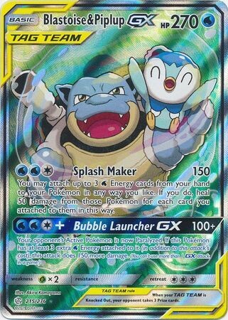 Blastoise &amp; Piplup GX - 215/236 - Alternate Art Ultra Rare
Sun &amp; Moon: Cosmic Eclipse Singles (Espanol)
