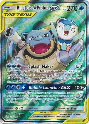 Blastoise &amp; Piplup GX - 215/236 - Alternate Art Ultra Rare
Sun &amp; Moon: Cosmic Eclipse Singles (Espanol)