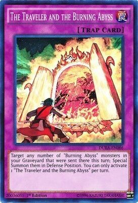 The Traveler and the Burning Abyss - DUEA-EN086 - Super Rare 1st Edition
Duelist Alliance 1st Edition Singles (Espanol)