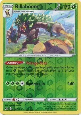 Rillaboom - 014/202 - Holo Rare Reverse Holo
Sword &amp; Shield (Base Set) Reverse Holo Singles