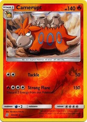 Camerupt - 24/236 - Rare Reverse Holo
Sun &amp; Moon: Unified Minds Reverse Holo Singles