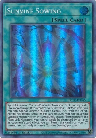 Sunvine Sowing - BODE-EN065 - Super Rare 1st Edition Burst of Destiny 1st Edition Singles