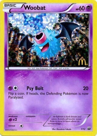 Woobat - 7/12 - McDonald&#39;s Holo Promo
Pokemon McDonald&#39;s Promos