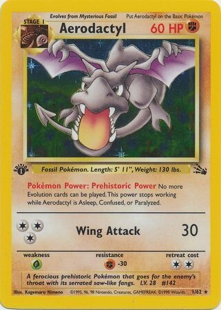 Aerodactyl - 1/62 - Holo 1st Edition
Fossil 1st Edition Singles