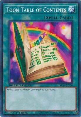 Toon Table of Contents - SS04-ENB20 - Common 1st Edition
Speed Duel Starter Decks: Match of the Millennium Singles