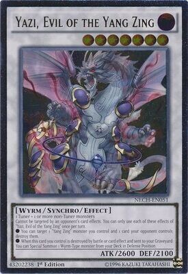 Ultimate Rare - Yazi, Evil of the Yang Zing - NECH-EN051 1st Edition
The New Challengers (NECH) 1st Edition Singles
