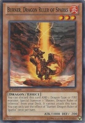 Burner, Dragon Ruler of Sparks - LTGY-EN097 - Common 1st Edition Lord of the Tachyon Galaxy 1st Edition Singles