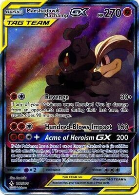 Marshadow &amp; Machamp GX - 199/214 - Alternate Art Ultra Rare
Sun &amp; Moon: Unbroken Bonds Singles