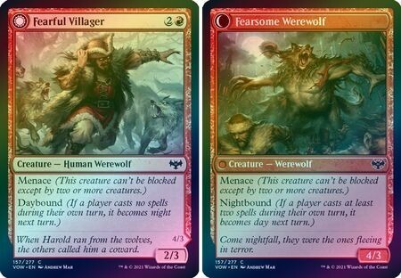 Fearful Villager | Fearsome Werewolf 157/277 - Foil
Innistrad: Crimson Vow Foil Singles  (Español)