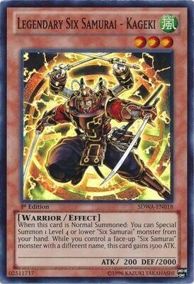 Legendary Six Samurai - Kageki - SDWA-EN018 - Super Rare 1st Edition Structure Deck: Samurai Warlords 1st Edition Singles *Espanol*