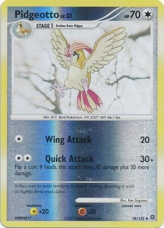 Pidgeotto - 58/132 - Uncommon Reverse Holo
Diamond &amp; Pearl: Secret Wonders Reverse Holo Singles