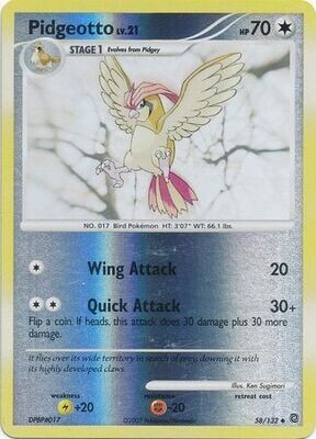 Pidgeotto - 58/132 - Uncommon Reverse Holo
Diamond &amp; Pearl: Secret Wonders Reverse Holo Singles