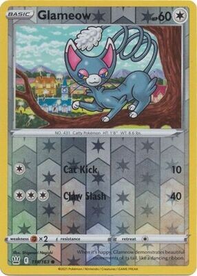 Glameow - 115/163 - Common Reverse Holo
Sword &amp; Shield: Battle Styles Reverse Holo Singles