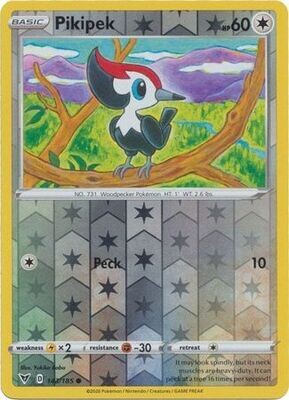 Pikipek - 143/185 - Common Reverse Holo
Sword &amp; Shield: Vivid Voltage Reverse Holo Singles