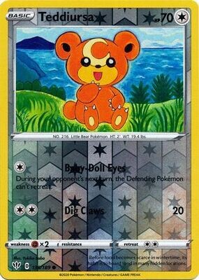 Teddiursa - 138/189 - Common Reverse Holo
Sword &amp; Shield: Darkness Ablaze Reverse Holo Singles