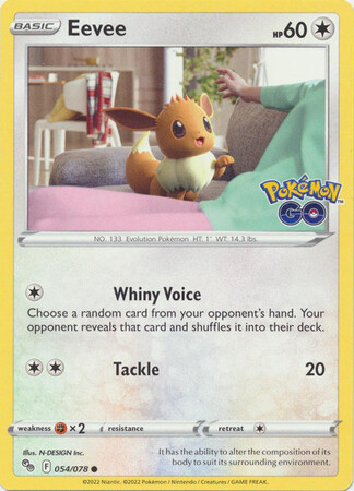 Eevee - 054/078 - Common
Pokemon Go Singles