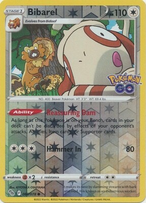 Bibarel - 060/078 - Common Reverse Holo
Pokemon Go Reverse Holo Singles