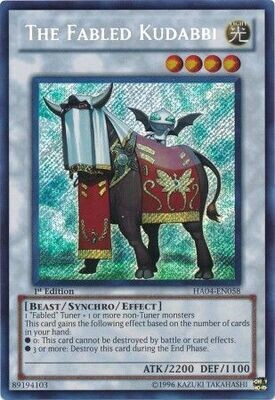 The Fabled Kudabbi - HA04-EN058 - Secret Rare 1st Edition
Hidden Arsenal 4: Trishula&#39;s Triumph [HA04] 1st Edition Singles