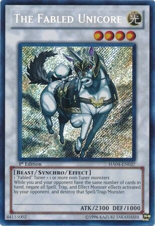 The Fabled Unicore - HA04-EN027 - Secret Rare 1st Edition
Hidden Arsenal 4: Trishula&#39;s Triumph [HA04] 1st Edition Singles