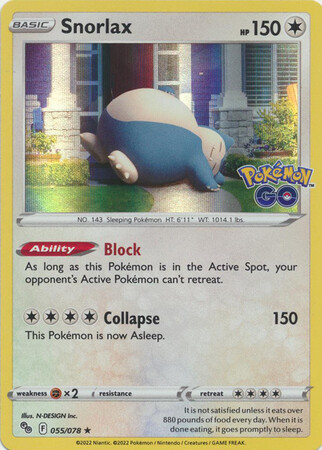Snorlax - 055/078 - Holo Rare Pokemon Go Singles