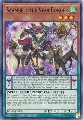 Saambell the Star Bonder - DAMA-EN030 - Common 1st Edition
Dawn of Majesty 1st Edition Singles
