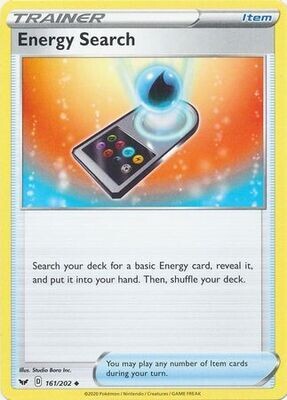 Energy Search - 161/202 - Uncommon
Sword &amp; Shield (Base Set) Singles (Espanol)