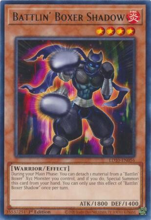 Battlin&#39; Boxer Shadow - LD10-EN056 - Rare 1st Edition Soulburning Volcano 1st Edition Singles (Espanol)