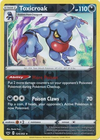 Toxicroak - 124/202 - Holo Rare Reverse Holo Sword &amp; Shield (Base Set) Reverse Holo Singles