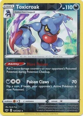 Toxicroak - 124/202 - Holo Rare Reverse Holo Sword &amp; Shield (Base Set) Reverse Holo Singles