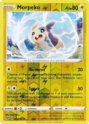 Morpeko - 073/192 - Uncommon Reverse Holo Sword &amp; Shield: Rebel Clash Reverse Holo Singles