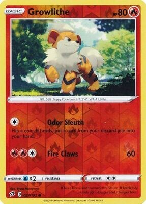SH Growlithe - 027/192 - Common Reverse Holo
Sword &amp; Shield: Rebel Clash Reverse Holo Singles