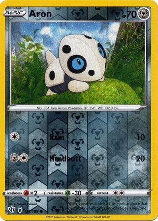 Aron - 121/189 - Common Reverse Holo
Sword &amp; Shield: Darkness Ablaze Reverse Holo Singles