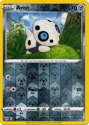 Aron - 121/189 - Common Reverse Holo
Sword &amp; Shield: Darkness Ablaze Reverse Holo Singles