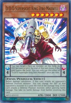 D/D/D Supersight King Zero Maxwell - MP22-EN112 - Ultra Rare 1st Edition 2022 Mega-Tin: Pharaoh&#39;s Gods 1st Edition Singles (espanol)