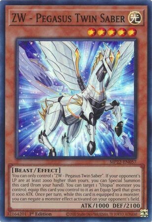 ZW - Pegasus Twin Saber - MP22-EN057 - Super Rare 1st Edition 2022 Mega-Tin: Pharaoh&#39;s Gods 1st Edition Singles
