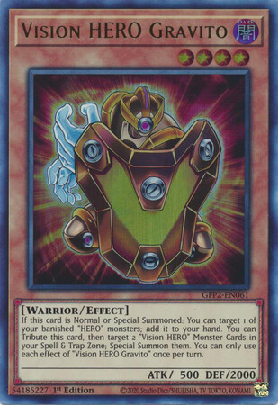 Vision HERO Gravito - GFP2-EN061 - Ultra Rare 1st Edition Ghosts From The Past: The 2nd Haunting 1st Edition Singles