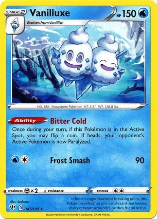 Vanilluxe - 047/189 - Rare Sword &amp; Shield: Darkness Ablaze Singles