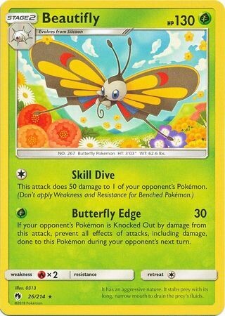 Beautifly - 26/214 - Rare
Sun &amp; Moon: Lost Thunder Singles