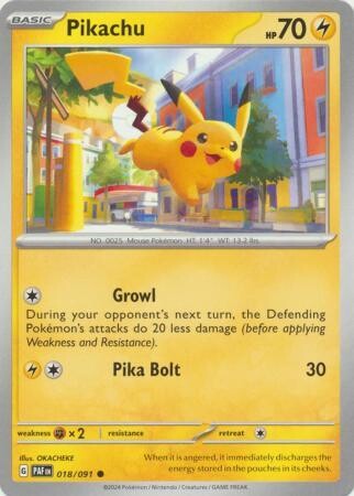 GA Pikachu - 018/091 - Common Paldean Fates Singles