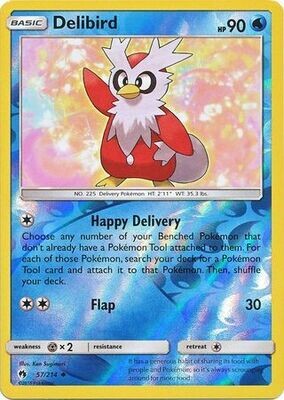 Delibird - 57/214 - Uncommon Reverse Holo
Sun &amp; Moon: Lost Thunder Reverse Holo Singles (Espanol)