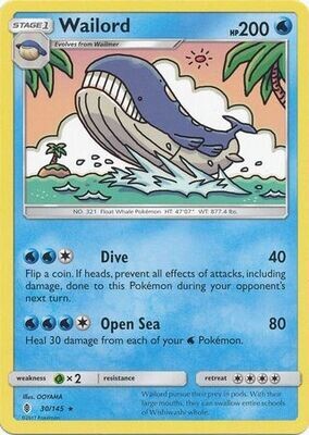 Wailord - 30/145 - Rare
Sun &amp; Moon: Guardians Rising Singles