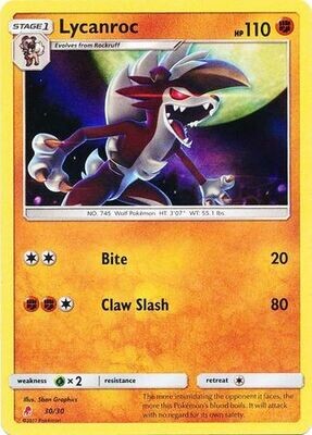 Lycanroc - 30/30 - Lycanroc Trainer Kit Holo
Sun &amp; Moon Trainer Kit Lycanroc &amp; Alolan Raichu