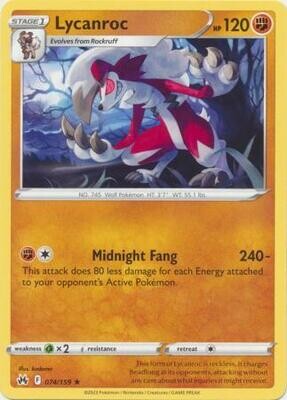 Lycanroc - 074/159 - Rare Crown Zenith Singles